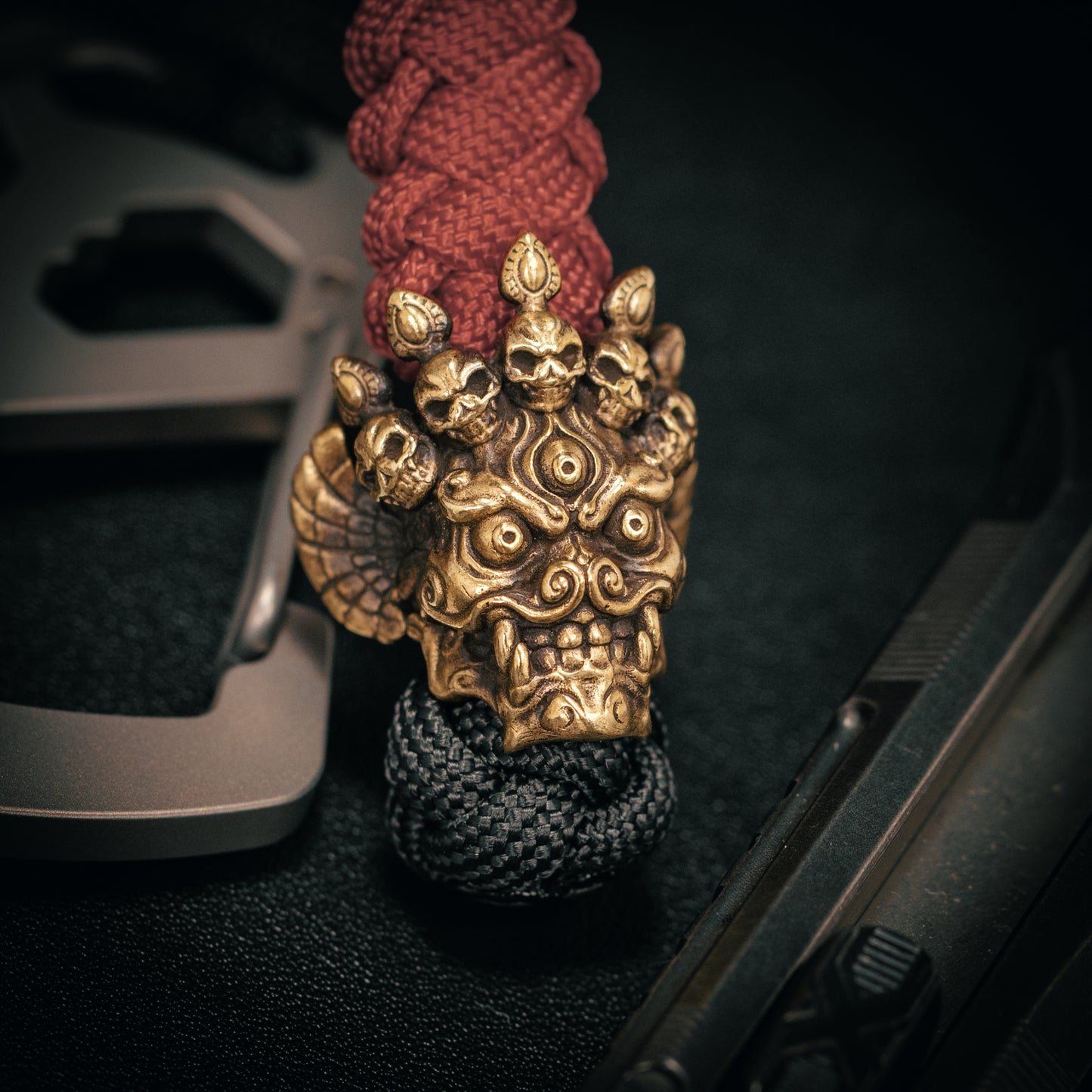 Chitipati skull Paracord Bead for Knife, lanyard Pendants，custom beads，550 Paracord， Bracelet beads, and EDC Gears, ShadowEDC DIY Outdoor Survival Tool Accessories 
