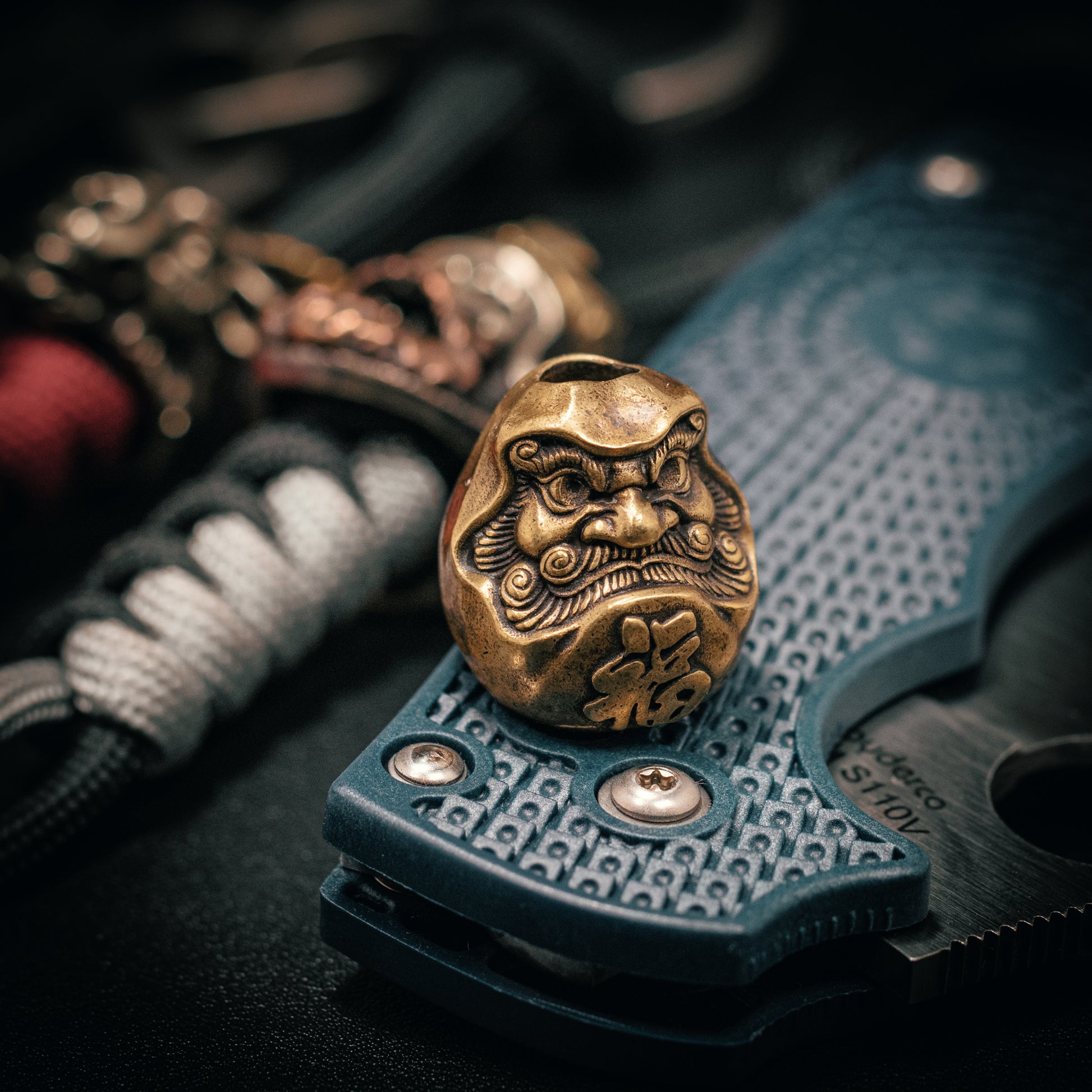 Daruma 达摩 だるま Paracord Bead for Knife, lanyard Pendants，custom beads，550 Paracord， Bracelet beads, and EDC Gears, ShadowEDC DIY Outdoor Survival Tool Accessories 