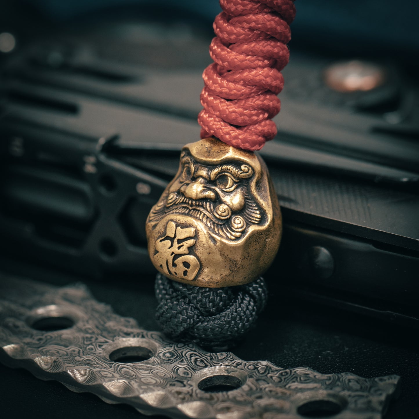 Daruma 达摩 だるま Paracord Bead for Knife, lanyard Pendants，custom beads，550 Paracord， Bracelet beads, and EDC Gears, ShadowEDC DIY Outdoor Survival Tool Accessories 