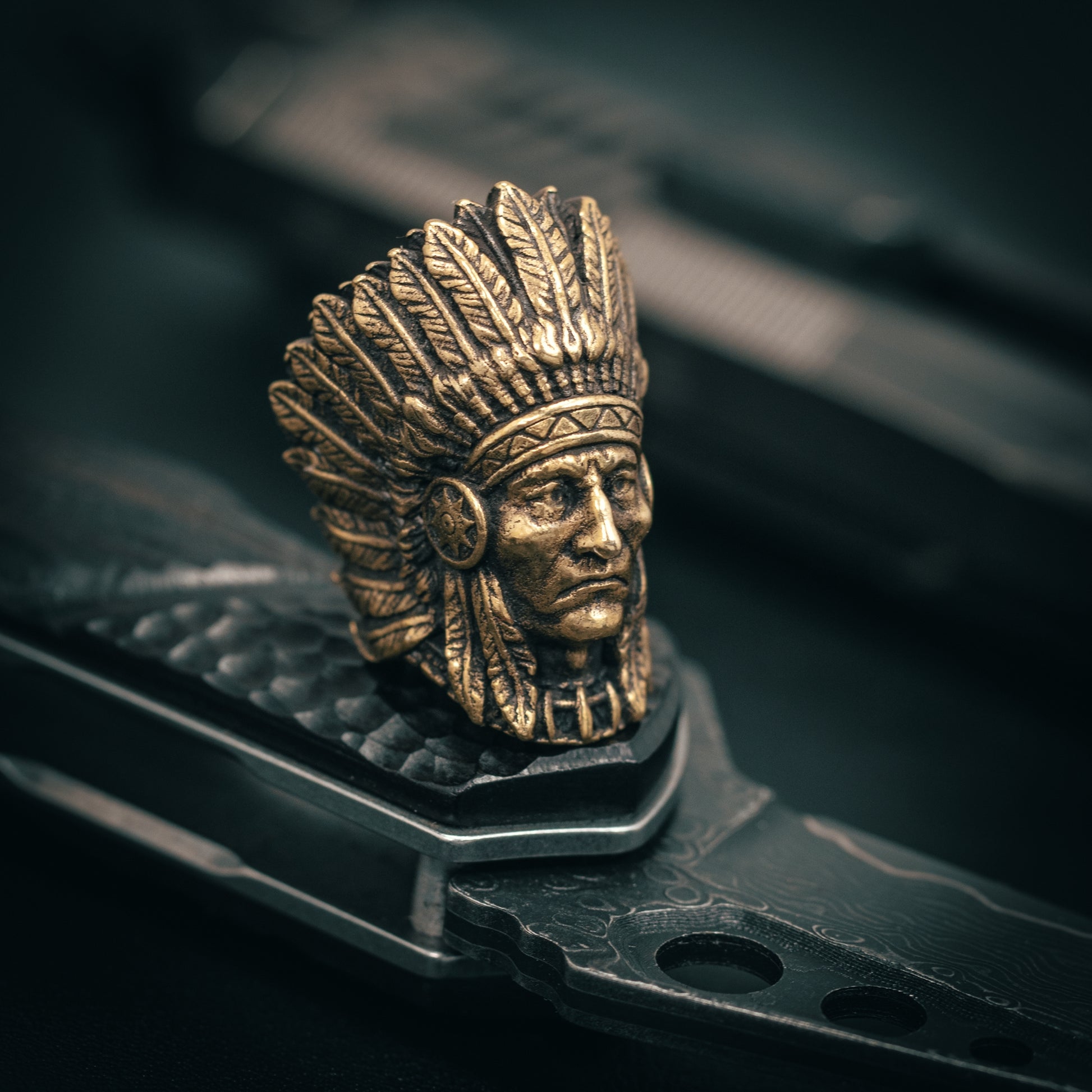 Indian Chief Paracord Bead for Knife, lanyard Pendants，custom beads，550 Paracord， Bracelet beads, and EDC Gears, ShadowEDC DIY Outdoor Survival Tool Accessories 
