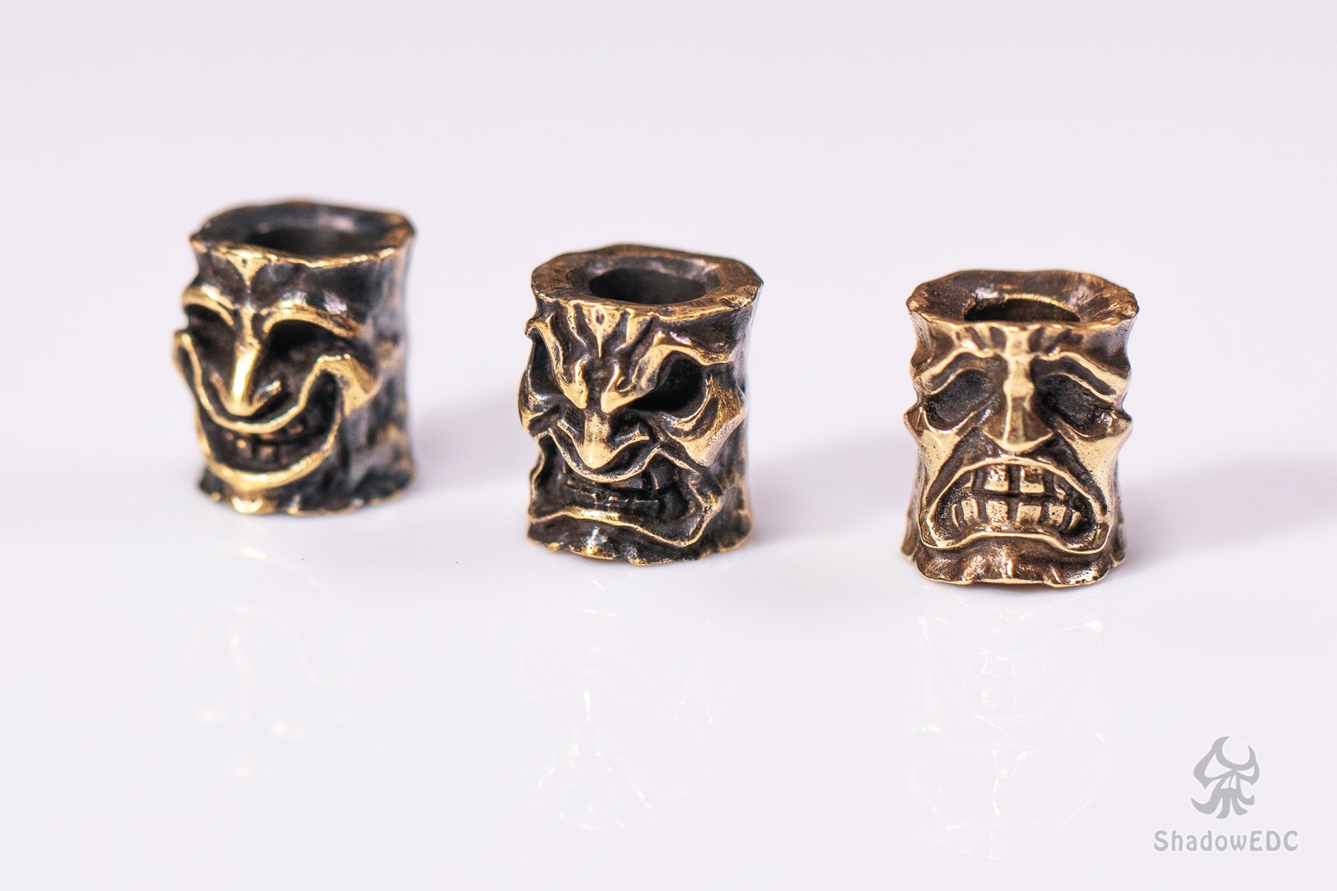 Sad Face, Happy Face or Angry Face Paracord Bead for Knife, lanyard Pendants，custom beads，550 Paracord， Bracelet beads, and EDC Gears, ShadowEDC DIY Outdoor Survival Tool Accessories 