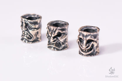 Sad Face, Happy Face or Angry Face Paracord Bead for Knife, lanyard Pendants，custom beads，550 Paracord， Bracelet beads, and EDC Gears, ShadowEDC DIY Outdoor Survival Tool Accessories 