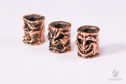 Sad Face, Happy Face or Angry Face Paracord Bead for Knife, lanyard Pendants，custom beads，550 Paracord， Bracelet beads, and EDC Gears, ShadowEDC DIY Outdoor Survival Tool Accessories 
