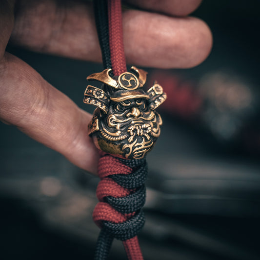 Samurai Daruma Paracord Bead for Knife, lanyard Pendants，custom beads，550 Paracord， Bracelet beads, and EDC Gears, ShadowEDC DIY Outdoor Survival Tool Accessories 