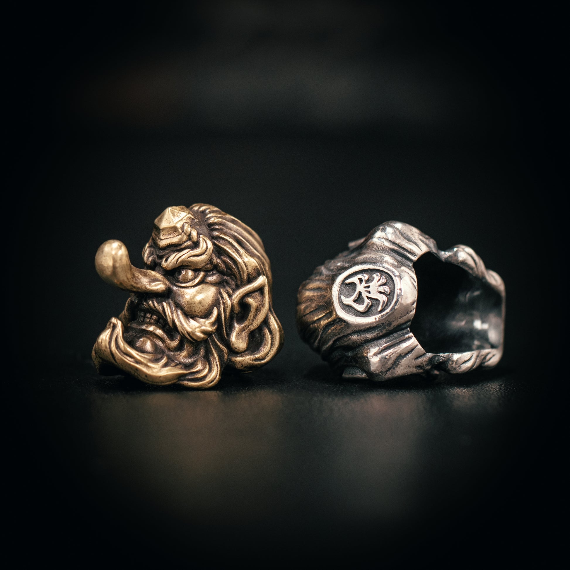 Tengu 天狗 てんぐ  Paracord Bead for Knife, lanyard Pendants，custom beads，550 Paracord， Bracelet beads, and EDC Gears, ShadowEDC DIY Outdoor Survival Tool Accessories 