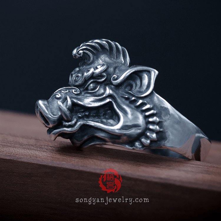 Silver Wild Boar Ring