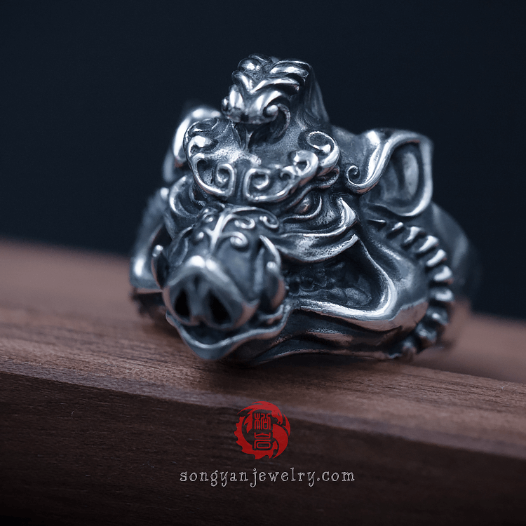 Silver Wild Boar Ring