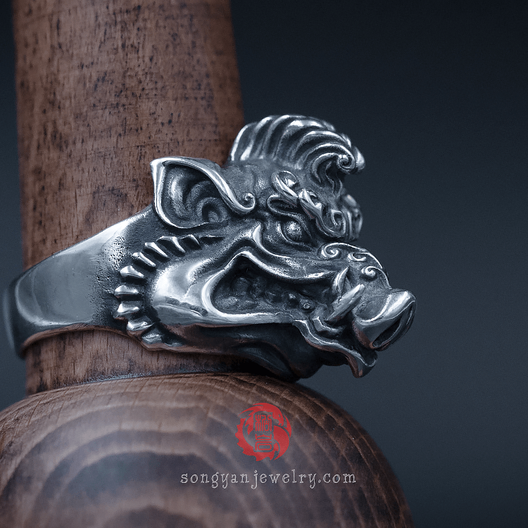 Silver Wild Boar Ring