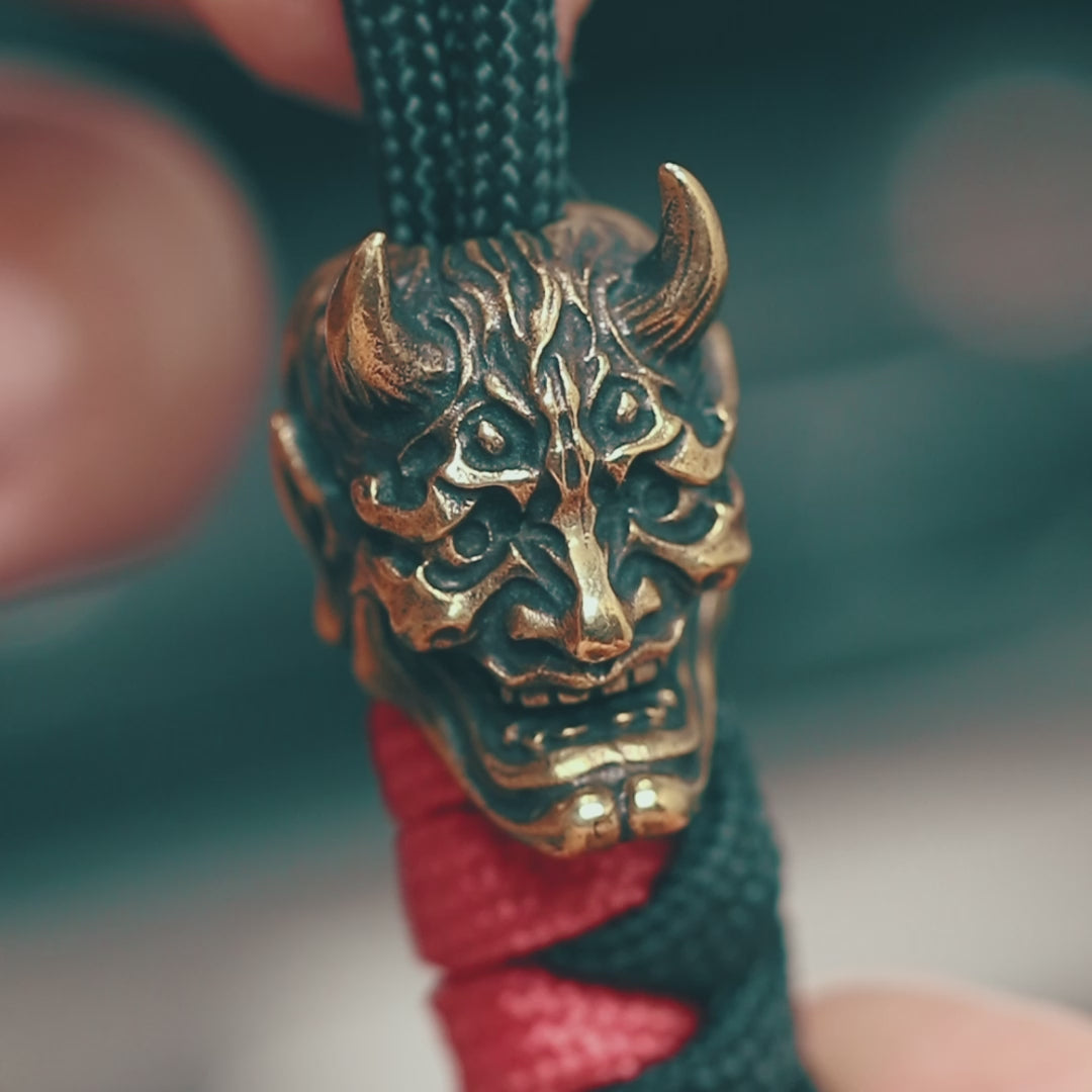 Japanese Hannya Paracord Bead for Knife, lanyard Pendants，custom beads，550 Paracord， Bracelet beads, and EDC Gears, ShadowEDC DIY Outdoor Survival Tool Accessories 