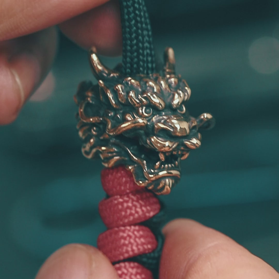 Chinese Dragon Paracord Bead for Knife, lanyard Pendants，custom beads，550 Paracord， Bracelet beads, and EDC Gears, ShadowEDC DIY Outdoor Survival Tool Accessories 