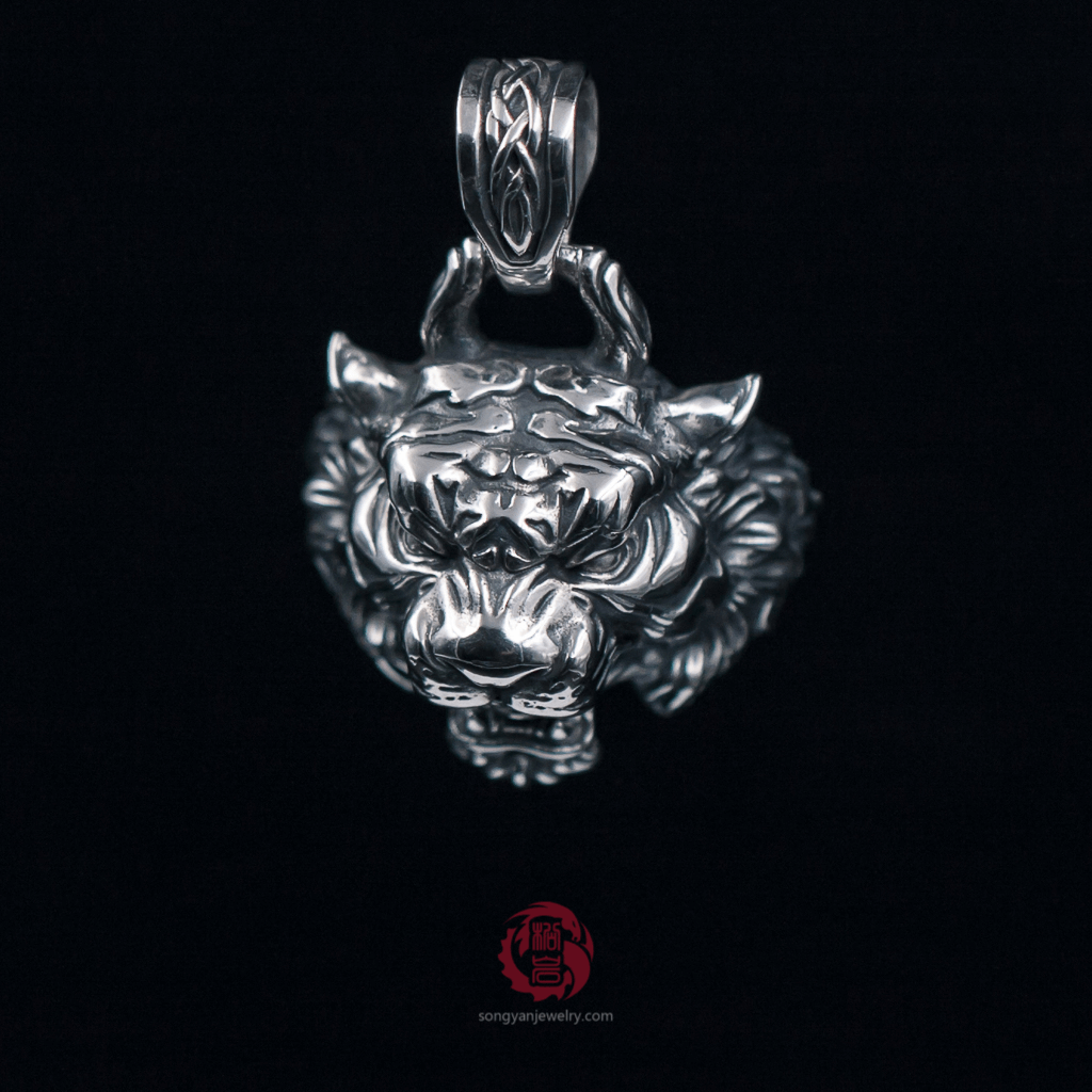 Tiger Head Silver Pendant