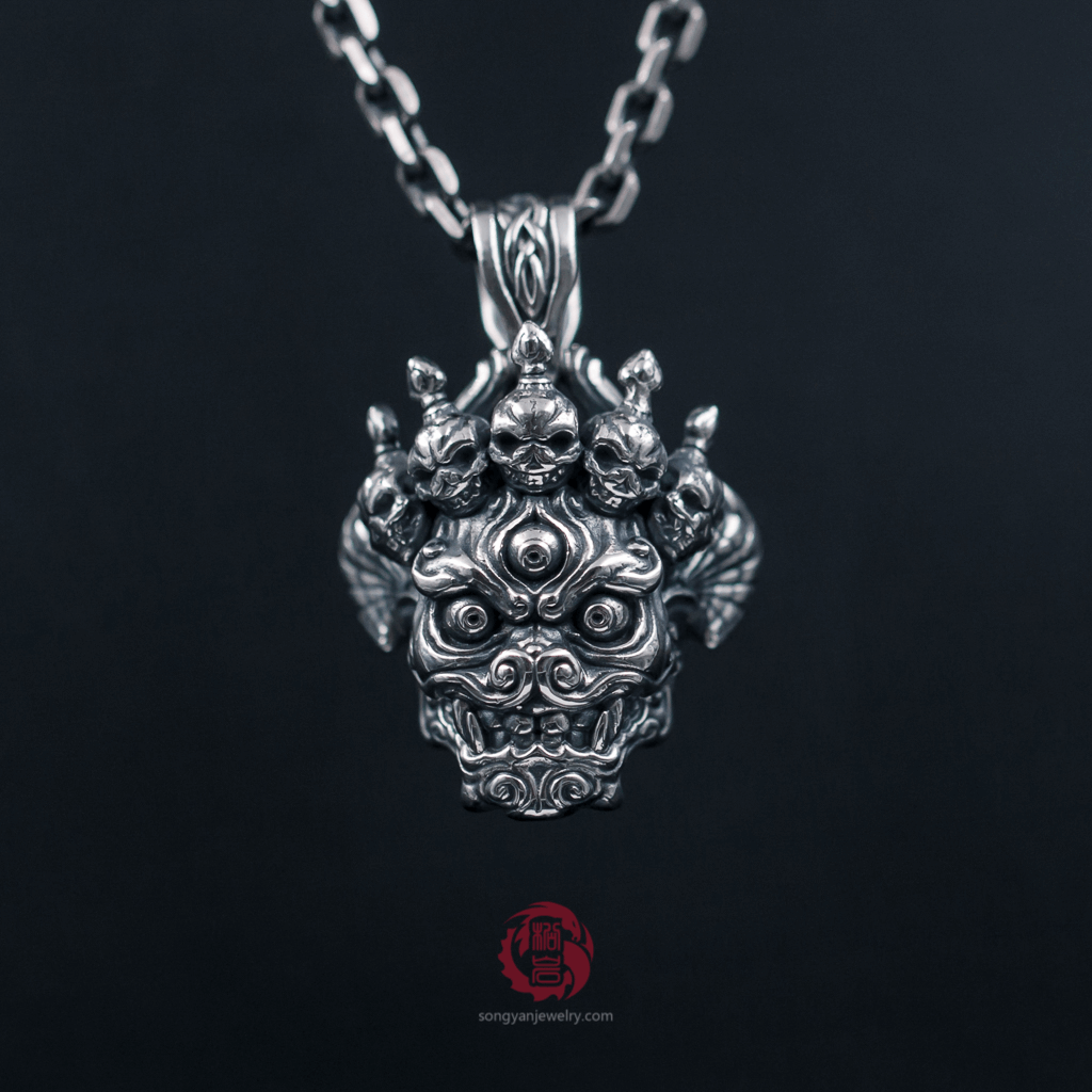 Chitipati Skull Silver Pendant