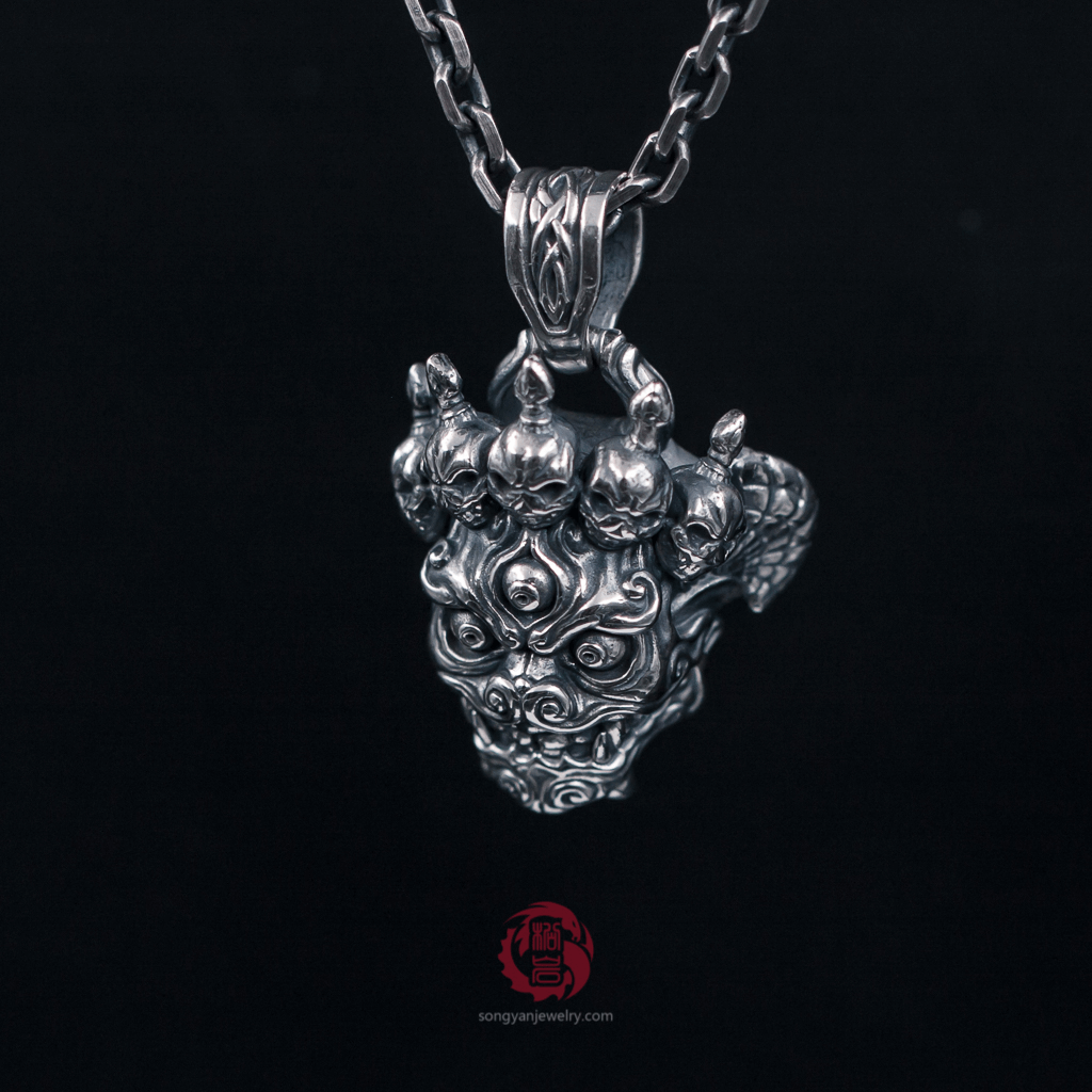 Chitipati Skull Silver Pendant