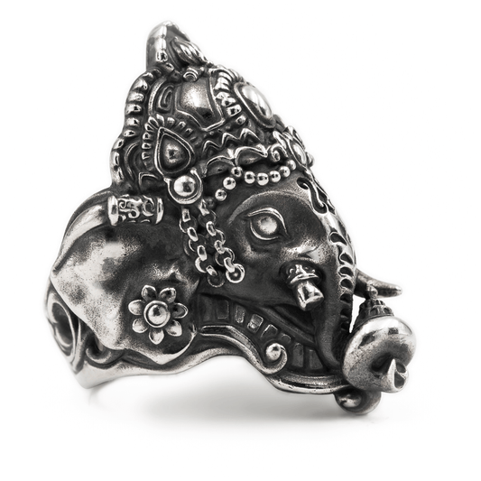 Silver Lord Ganesha Buddhism Ring