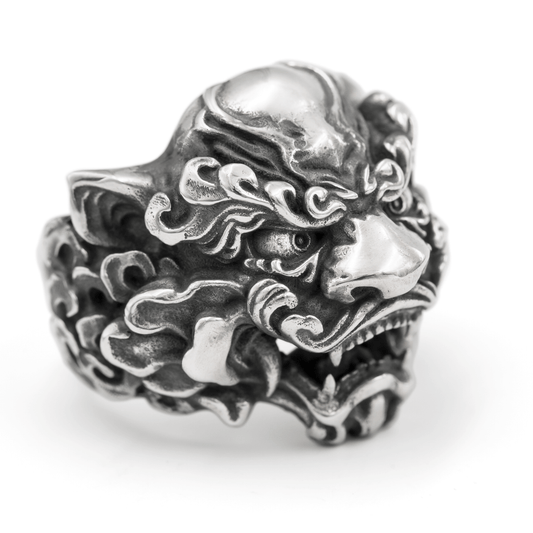 Silver Chinese Lion Ring